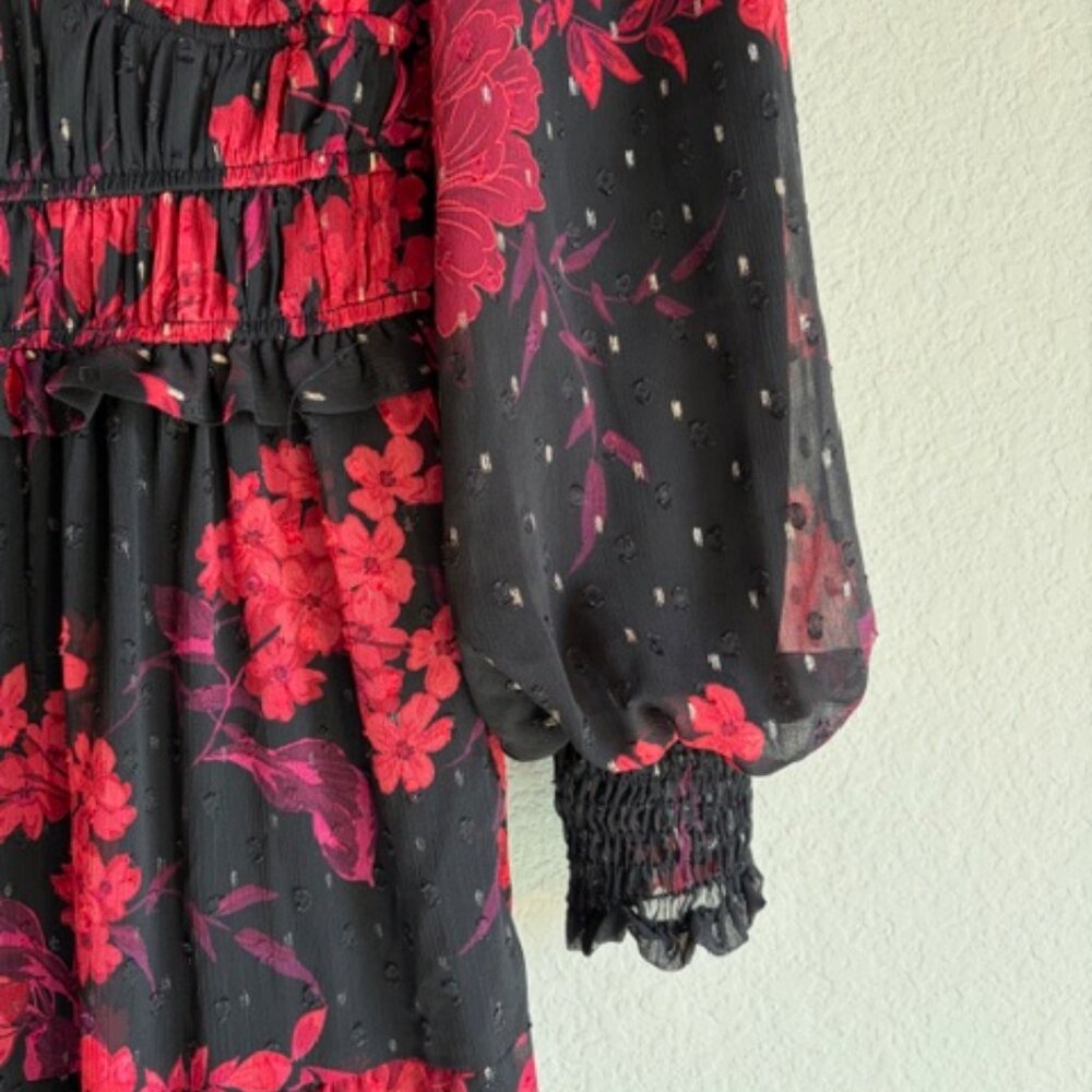 Kate & Lily Chiffon Sheer Back Partial Lined Floral Maxi Dress Size 4 Whimsigoth - Picture 7 of 10